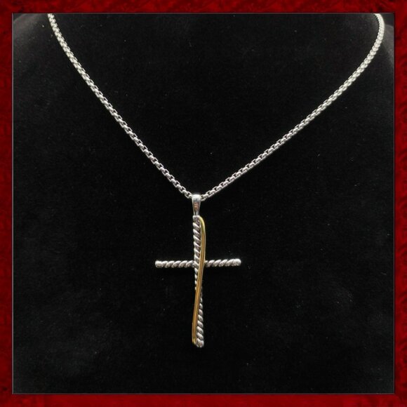 David Yurman Cross Necklace 925 silver - Picture 1 of 8